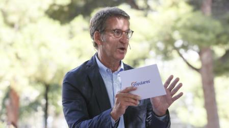 Feijóo, este jueves durante un acto en Zaragoza