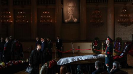 Funeral de Mijaíl Gorbachov en la histórica Sala de las Columnas de la Casa de los Sindicatos en Moscú