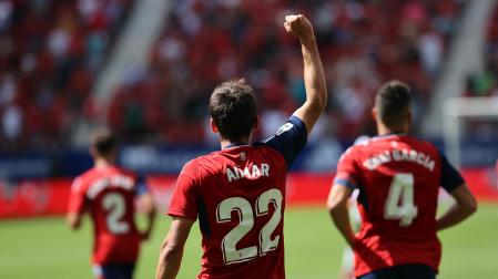 Aimar Oroz celebra su gol contra el Rayo Vallecano