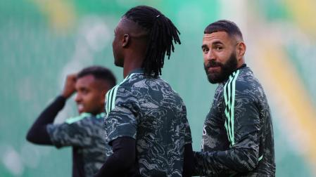 Karim Benzema y Eduardo Camavinga en Celtic Park