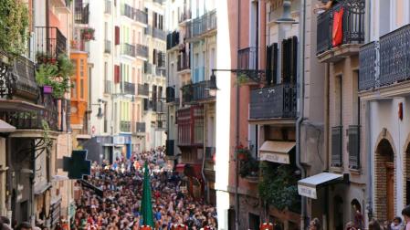Fotos del recorrido de los gigantes por el Casco Antiguo de Pamplona en el último día de San Fermín Txikito 2022.