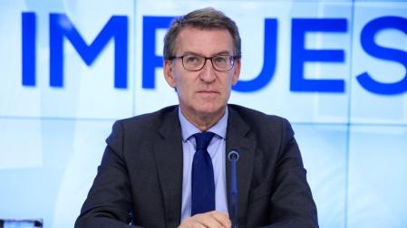 Alberto Núñez Feijóo, este lunes, en la ejecutiva nacional del Partido Popular