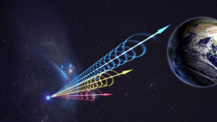 Impresión artística de un FRB llegando a la Tierra