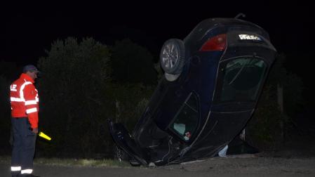 Estado en el que quedó un vehículo accidentado en Cascante el fin de semana. El conductor, imputado por alcoholemia, resultó herido
