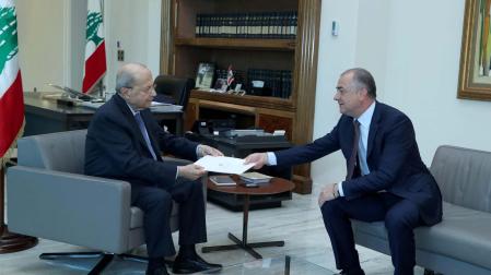 Encuentro entre Michel Aoun, presidente del Líbano, y el vicepresidente del Parlamento, Elias Bou