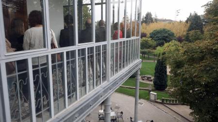 Inauguración de la nueva sede de la Oficina de Rehabilitación de Viviendas y Edificios (ORVE) de la Comarca de Pamplona, en la primera planta del Palacete del parque Uranga de Burlada