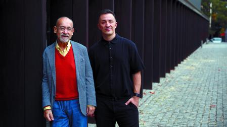 Salvatore Sciarrino (izquierda) y Matteo Cesari en el Baluarte de Pamplona.