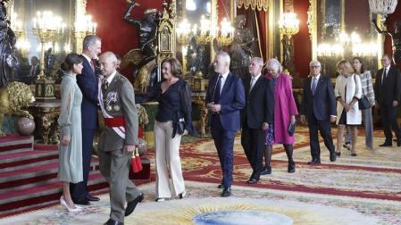 La reina Letizia, diagnosticada con un Neuroma de Morton, este miércoles en la recepción en el Palacio Real