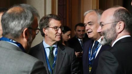 El líder del PP, Alberto Núñez Feijóo, durante su participación en la cumbre del PPE en Bruselas