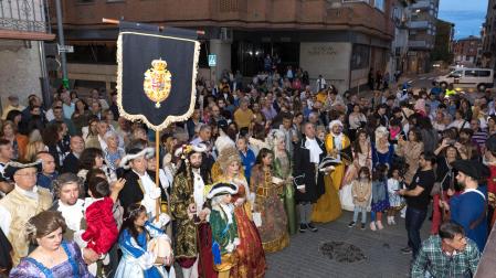Instante de la recreación del recibimiento de Corella a los Reyes Felipe V y María Luisa de Saboya conmemorado este sábado en la ciudad.