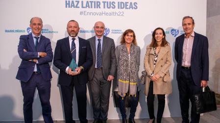 De izquierda a derecha; Alfonso Bañón (Universidad de Navarra), Francisco Ruiz (MERCK), Ignacio Gil (Universidad de Navarra), Pilar Villacorta (IBM), Patricia Herranz (MERCK) y Juan Carlos Sánchez (IBM)