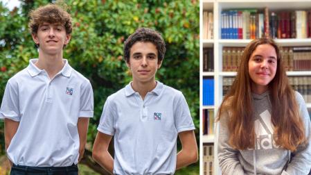 Luis Larriú y Juan Nasarre, ambos del Colegio Irabia-Izaga, y Beatriz Bernarte, del Colegio Nuestra Señora del Huerto