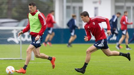Budimir y Herrrando durante el entrenamiento en Tajonar