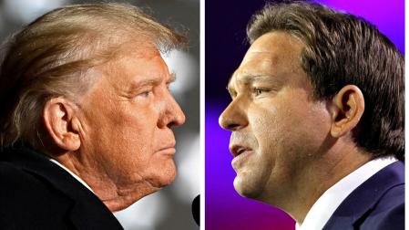 El expresidente de EE UU Donald Trump, y el gobernador de Florida, Ron DeSantis, posibles candidatos a las primarias republicanas