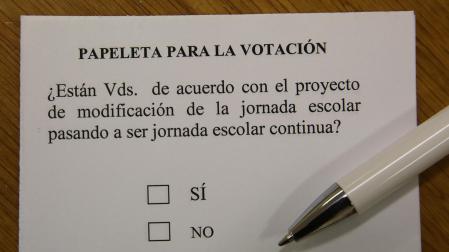 Una papeleta de votación para implantar la jornada continua