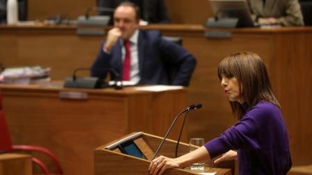 La portavoz de economía de NA+, María Jesús Valdemoros, durante una de sus intervenciones