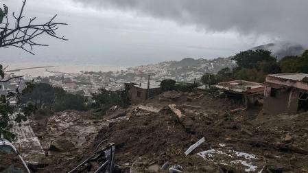 Área afectada por el corrimiento de tierras en Casamicciola, en la isla Ischia en el sur de Italia
