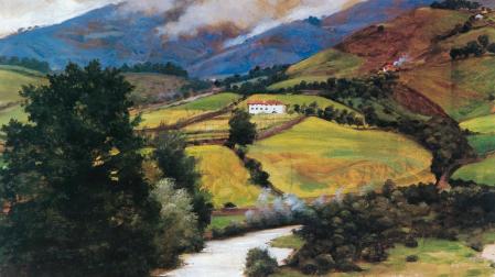 Paisaje de Baztan con brumas. Óleo sobre lienzo