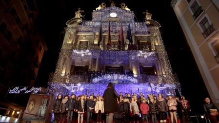 Imagen del acto de inicio de la Navidad en Pamplona, el año pasado