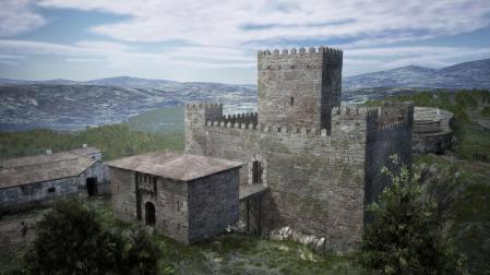 Recreación virtual del Castillón de Sangüesa, tal y como puede verse en el vídeo editado