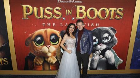 Salma Hayek y Antonio Banderas, en la presentación de 'El gato con botas' Nueva York