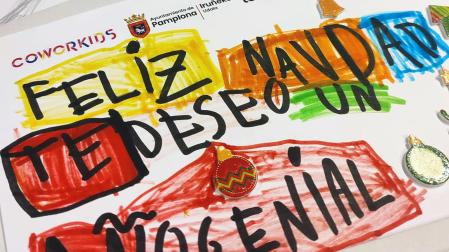Una de las postales elaboralas por los niños para los mayores de La Milagrosa.