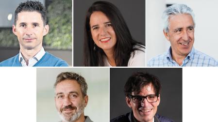 Eduardo Azanza, cofundador y CEO de Das-Nano y Veridas; Maikena Barrachina, gerente de Wikai; Rafael Zúñiga, director general de CYC; Gorka Lakunza, gerente de Atecna; Íñigo Ayerra, director general de IED