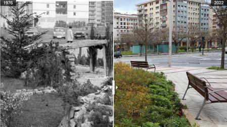 Antes y después de la calle monasterio de Belate, en Pamplona./