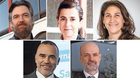 Diego Garrido Vidal, director general de Aditech; Ana Ursúa, AIN (Asociación de Industria de Navarra); Ainhoa Castellano, gerente de ANASINF; Héctor Barbarin, director general de CNTA; Pablo Ayesa, director general de CENER.