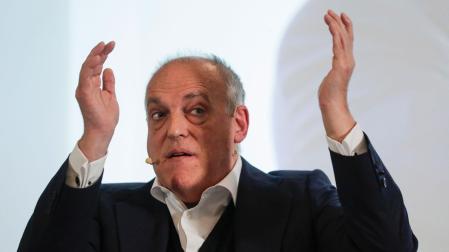 Javier Tebas en un evento organizado en Bruselas por LaLiga