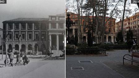 Comparativa de la plaza de la Cruz entre 1943 y 2023
