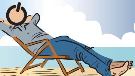 Ilustración de un hombre tumbado en una hamaca