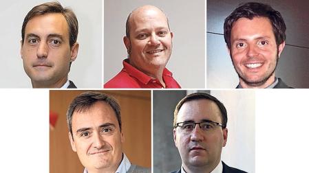 Igor Beguiristáin, director gerente de Lodisna; Peio Perochena Fagoaga, presidente de Tradisna; Miguel Suárez, director general de Tafatrans; Pablo Andueza Arta, gerente de Transportes Cruz, e Ignacio Orradre, secretario general de ANET