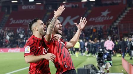 Dani Rodríguez celebra el gol ante el Celta en Son Moix
