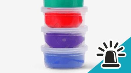 Esta es la plastilina tipo slime de Tiger que tiene una alerta por toxicidad.