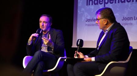 Javier Esparza, durante su intervención en Barcelona