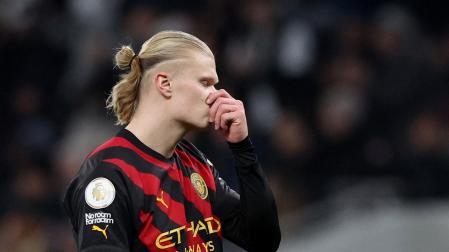 Haaland durante el duelo contra el Tottenham