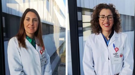 De izda. a dcha., Eider Etxeberria, adjunta a la Gerencia, y Mª Asunción Sánchez, nueva directora de Enfermería