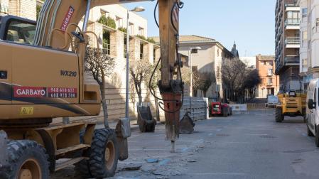 Imagen de las obras en la calle Misericordia de Tudela