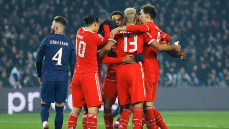 Los futbolistas del Bayern celebran el tanto de Coman