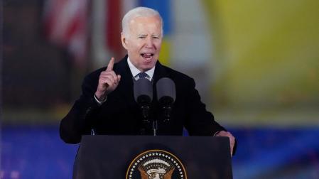 Joe Biden, en su discurso en Varsovia en al aniversario de la invasión de Ucrania por parte de Rusia