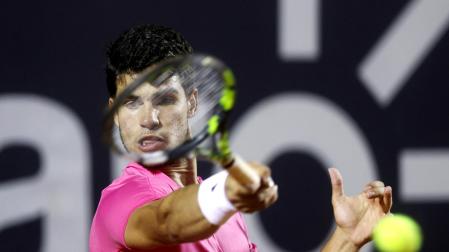 Carlos Alcaraz, en el partido ante Fognini en el Abierto de Río