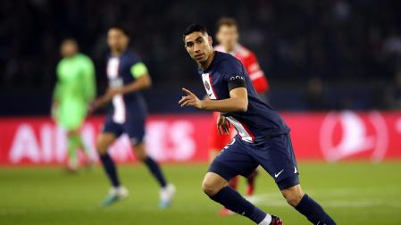 Achraf Hakimi, en un partido con el Paris Saint-Germain