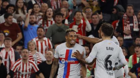 Rafinha celebra su gol en San Mamés
