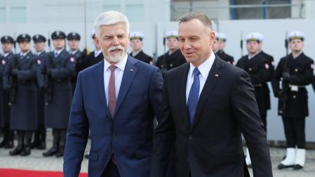 Petr Pavel, presidente de la República Checa, y Andrzej Duda, presidente de Polonia, en su encuentro de este jueves