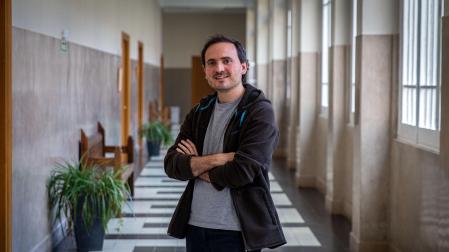 Miguel Arrieta Eguren, este viernes, en una de las galerías interiores del seminario diocesano de Pamplona.