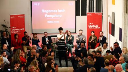 Imagen de la presentación de la candidatura de Elma Saiz a la alcaldía de Pamplona