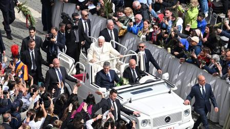 El papa Francisco, este domingo en la celebración del Domingo de Ramos