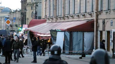 Vista del lugar del atentado, en una cafetería de San Petersburgo