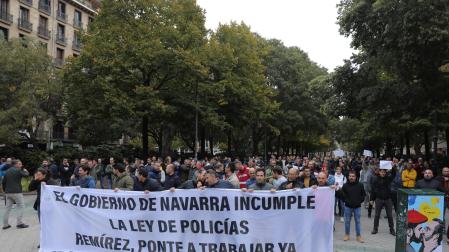 Imagen de una de las protestas que realizó el movimiento asindical de Policía Foral meses atrás.